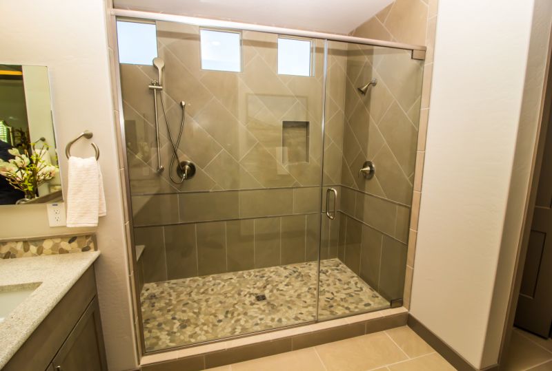 Contemporary Shower with Large Tiles